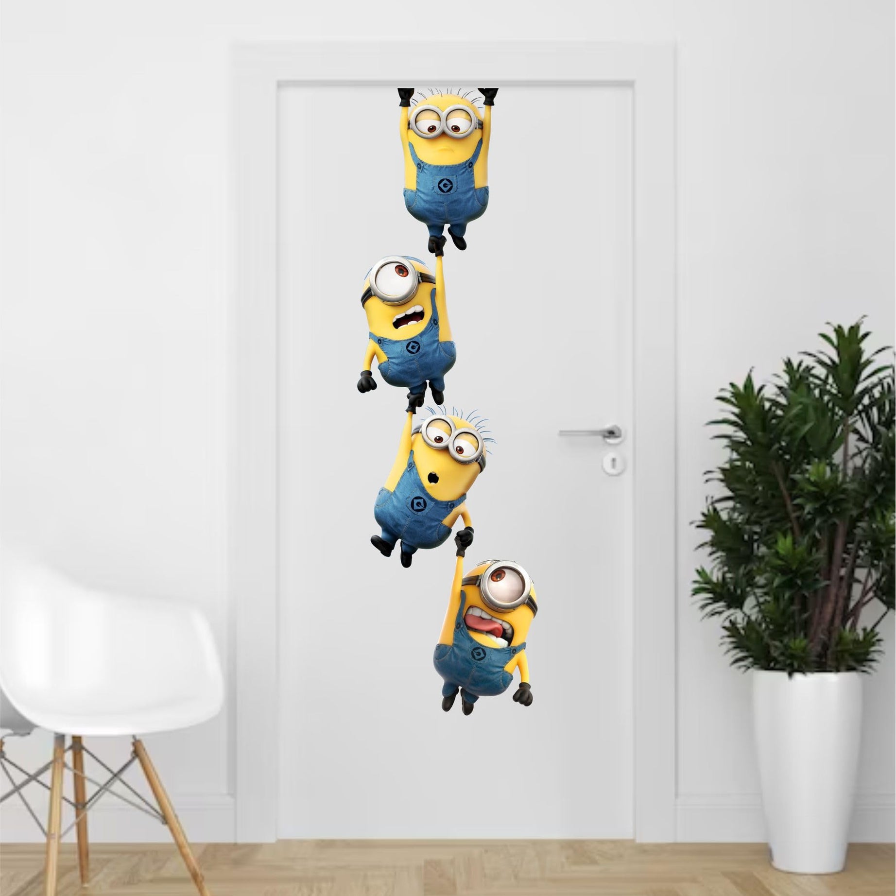 Wall Attraction Funny Hanging Minions Wall Stickers Cartoon sticker (Vinyl, 25cmX110cm, Multicolor)