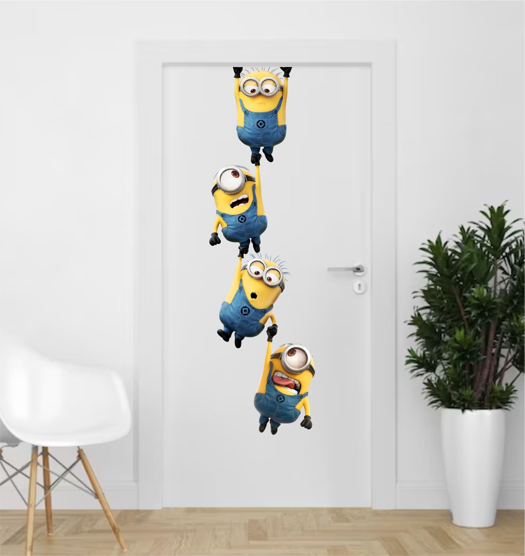 Wall Attraction Funny Hanging Minions Wall Stickers Cartoon sticker (Vinyl, 25cmX110cm, Multicolor)