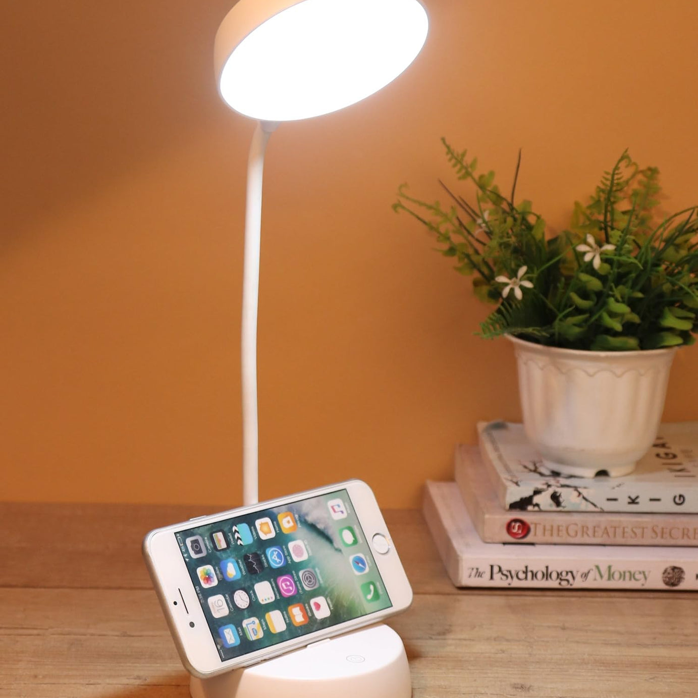 BKK 3 Colour Modes Desk Lamp Rechargeable Touch Lamp Adjustable Brightness and Angle Table Lamp Study Lamp Student Reading Lamp Most Favourite Desk Lamp Eye Care Warm Color Light - White