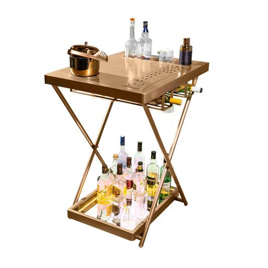 HAUS OF BARS by SpeedX - Model J - Multi-Functional, Portable and Foldable Bar Table in Matte Gold Finish