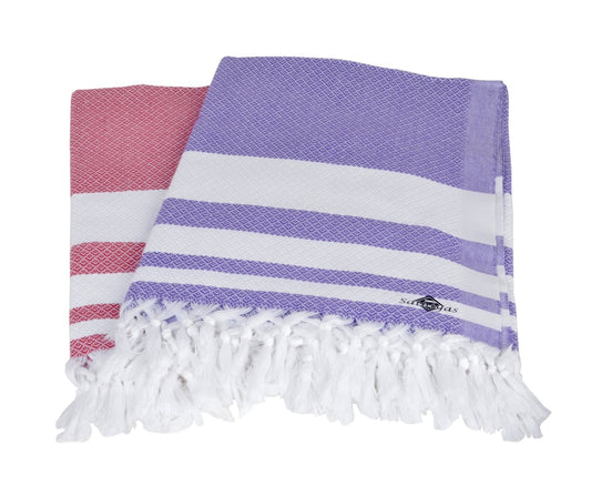 Sathiyas Supreme Turkish Cotton Bath Towel-2pcs Combo (Lavender || Brown)