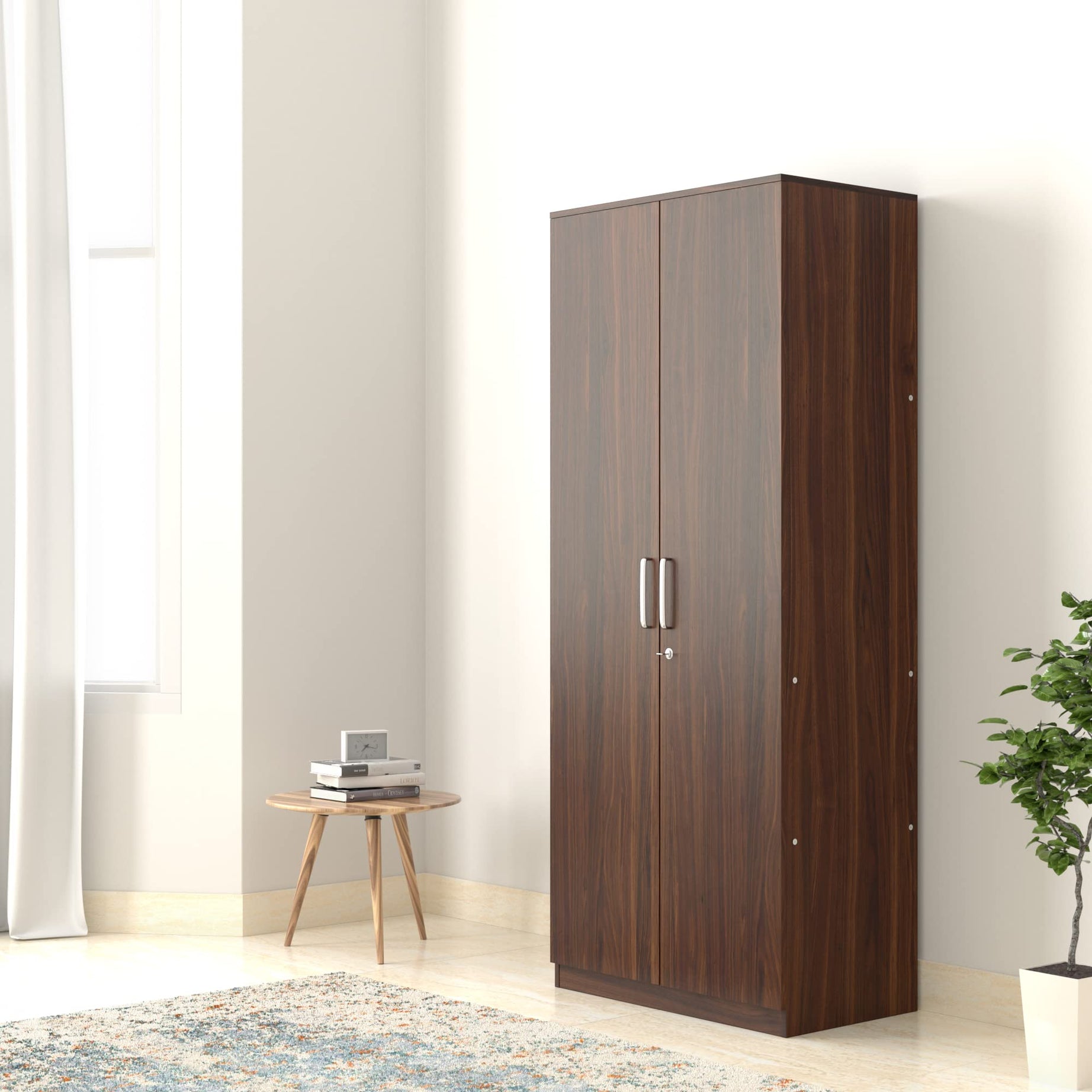 Amazon Brand - Solimo Madray Engineered Wood Wardrobe, Walnut, 2 Door