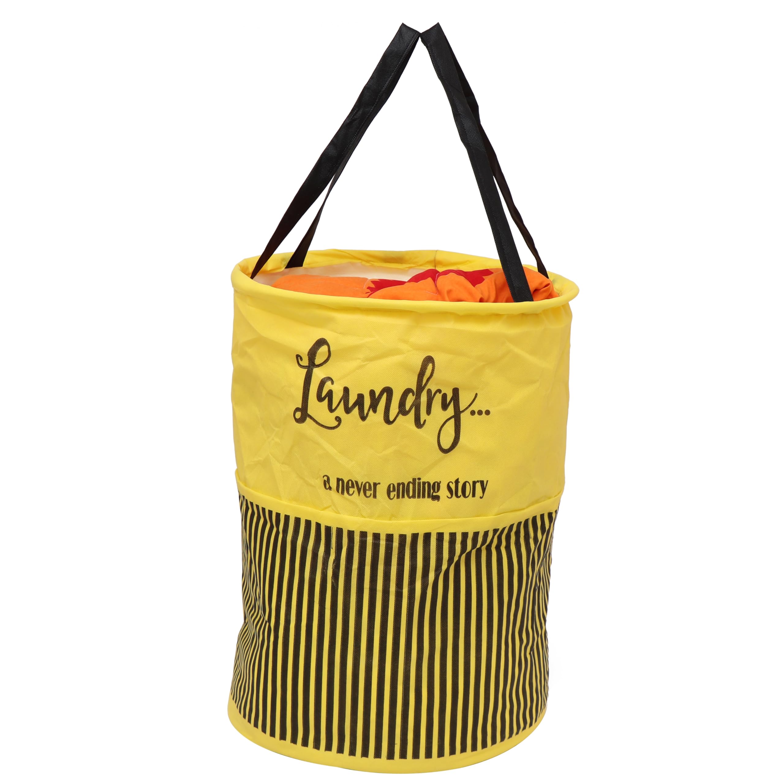 Perpetual Laundry Basket For Clothes - Waterproof Non Woven Cloth Bag For Storage Clothes, Flodable Laundry Basket Bag With Handle 45 Liter Pack of 1 (yellow)