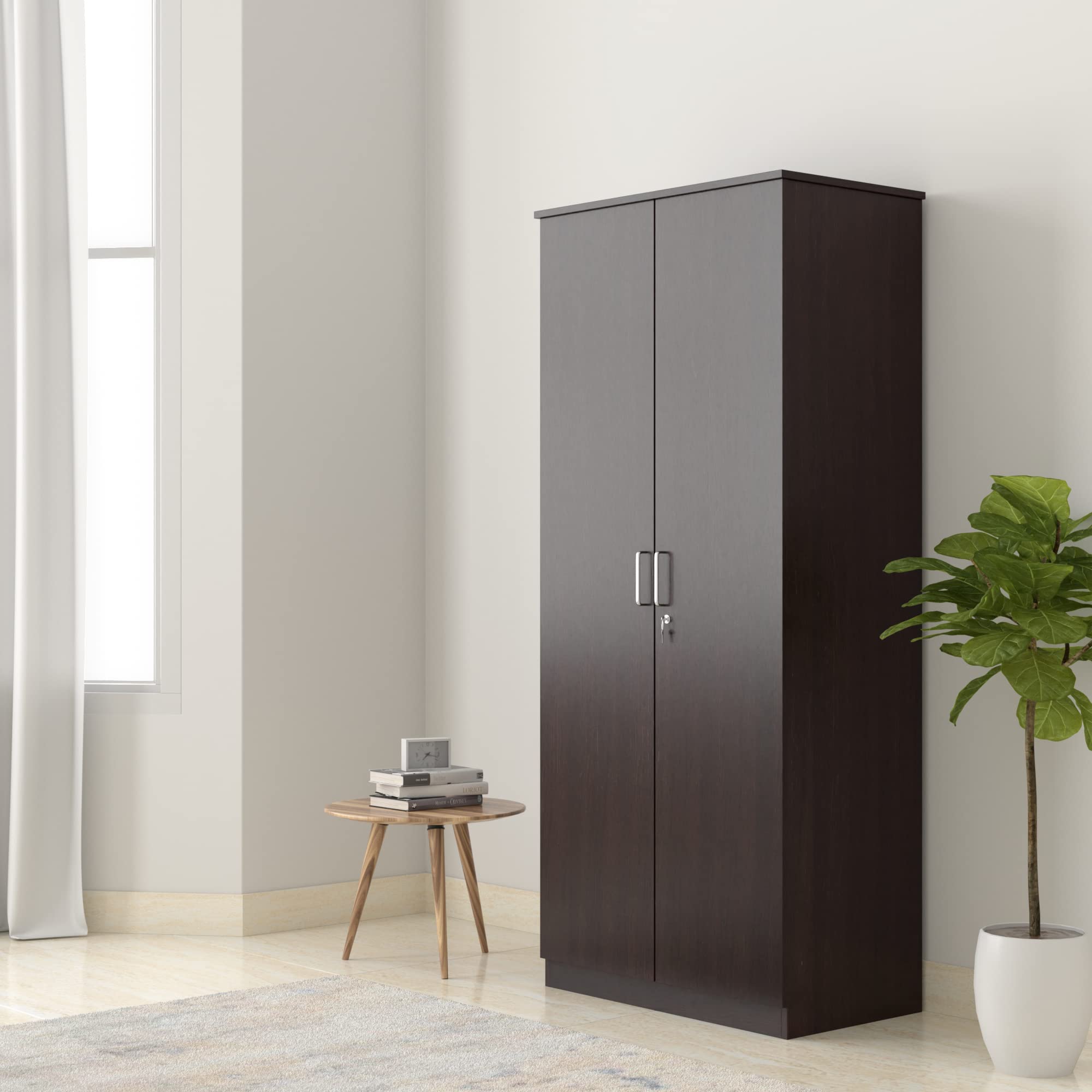 Amazon Brand - Solimo Rendes Engineered Wood Wardrobe, Wenge, 2 Door