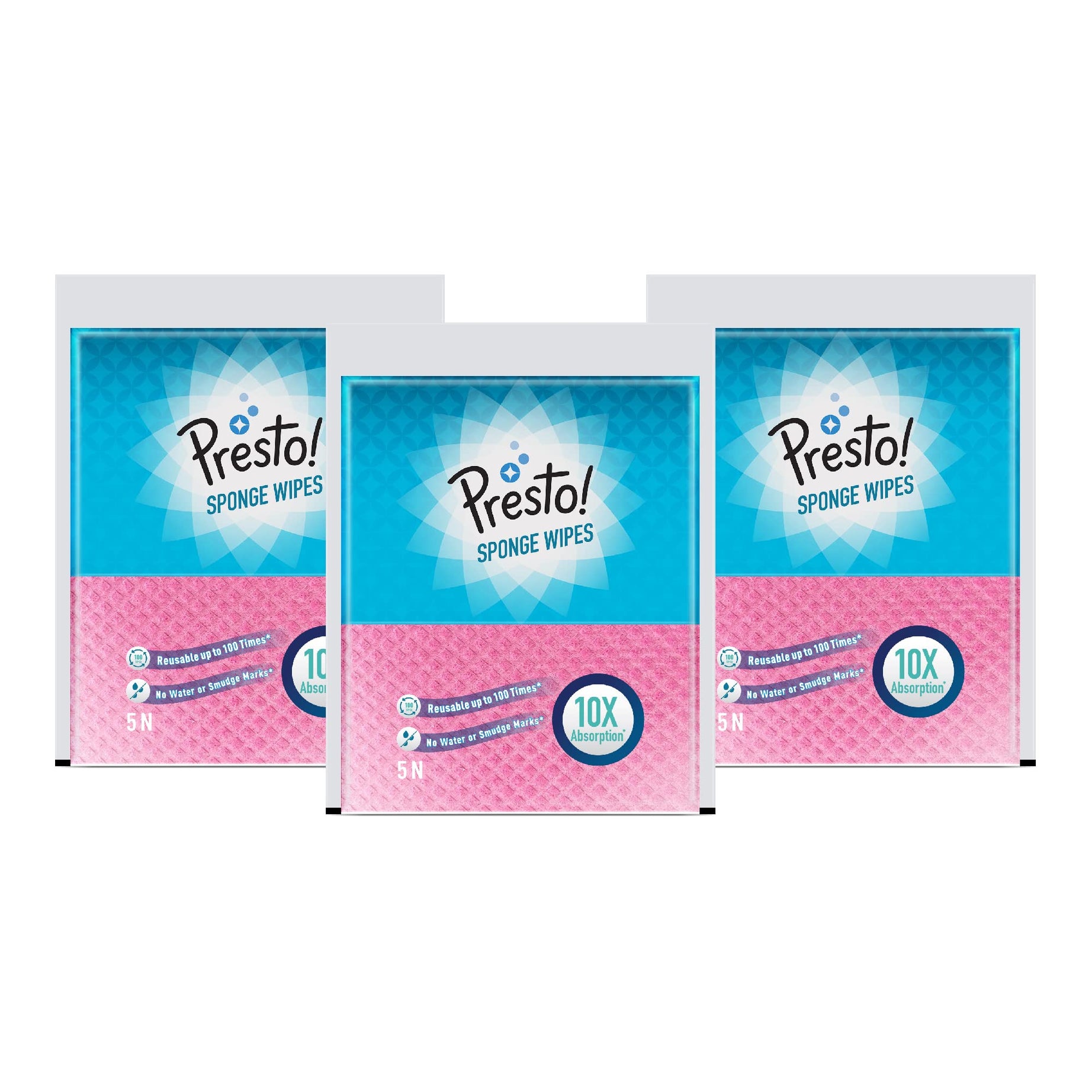 Amazon Brand Presto! Multi-Purpose Sponge Wipes Assorted Pack of 15