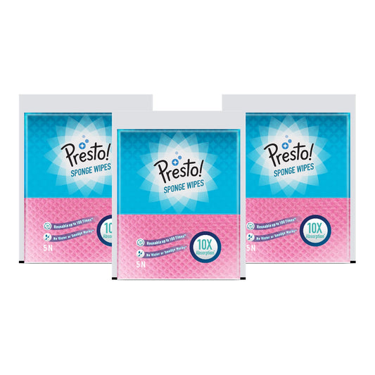 Amazon Brand Presto! Multi-Purpose Sponge Wipes Assorted Pack of 15