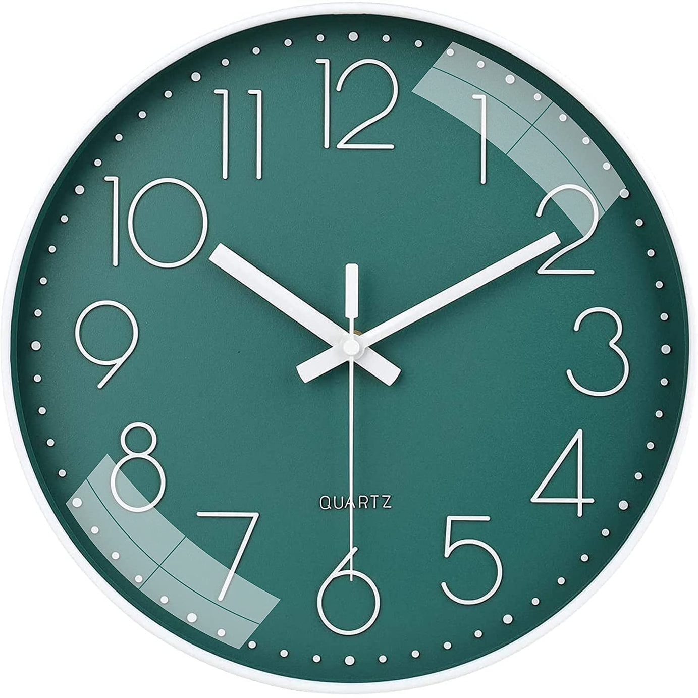 Rylan Wall Clock 12" Silent Quartz Decorative Latest Wall Clock Non-Ticking Classic Clock Battery Operated Round Easy to Read for Room/Home/Kitchen/Bedroom/Office/School- (Green)