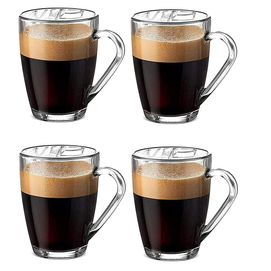 Golden Bird Crystal Clear Coffee Mug Warm Beverage Mugs Set For Tea,Coffee,Beverage (4 Pcs) - 215 Ml