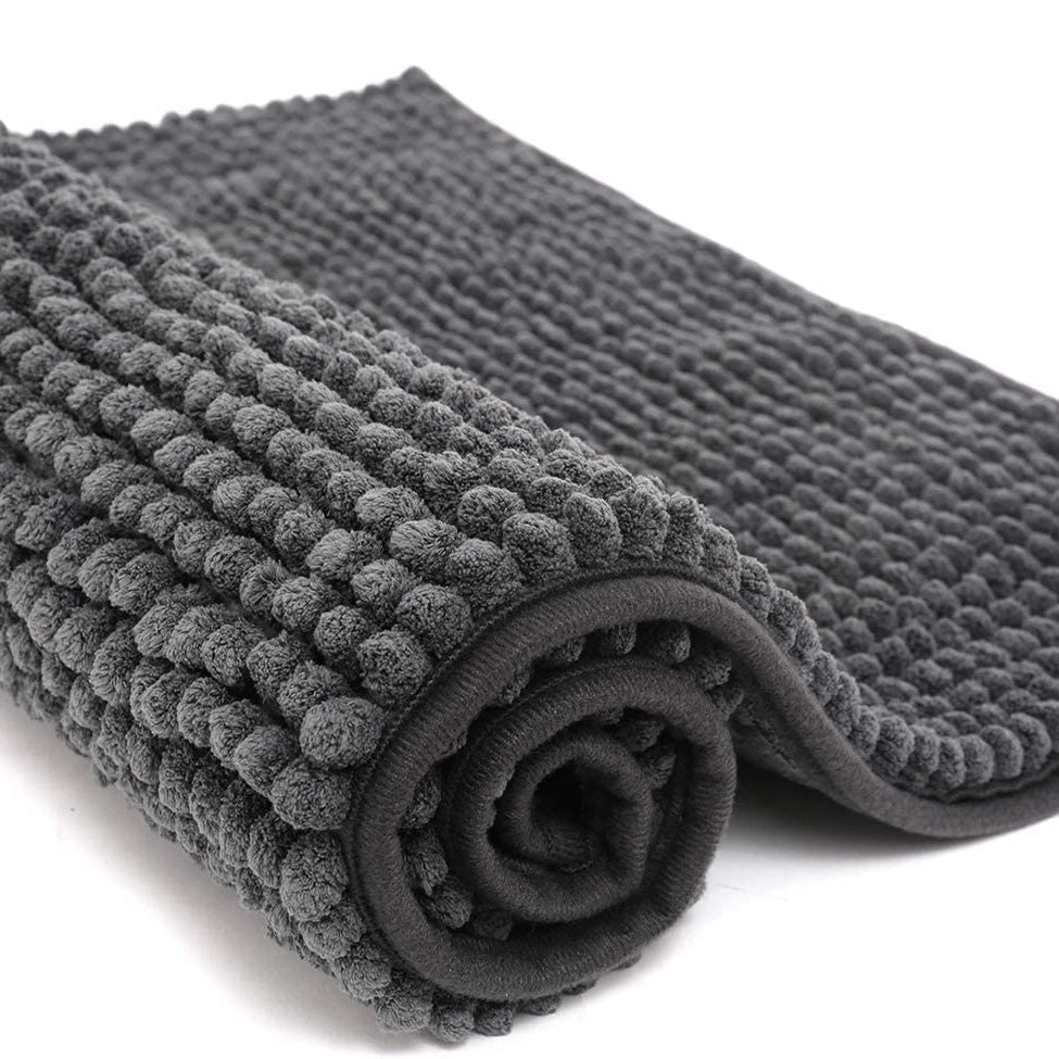 Roseate Shaggy Chenille Bath Mat (40x60 cm) Extra Soft Super Absorbent Anti Skid Door Mats for Home/Bathroom/Bedroom/Kitchen/Floor Mat (Grey) Pack of 1