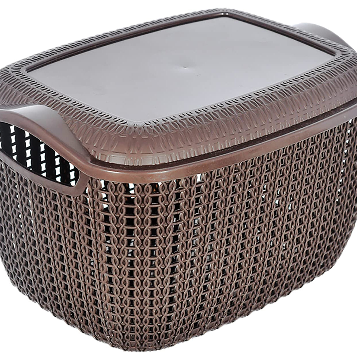 Kuber Industries Multipurposes Large M 30 Plastic Basket|Organizer For Kitchen, Countertop|Cabinet, Bathroom With Lid (Brown)