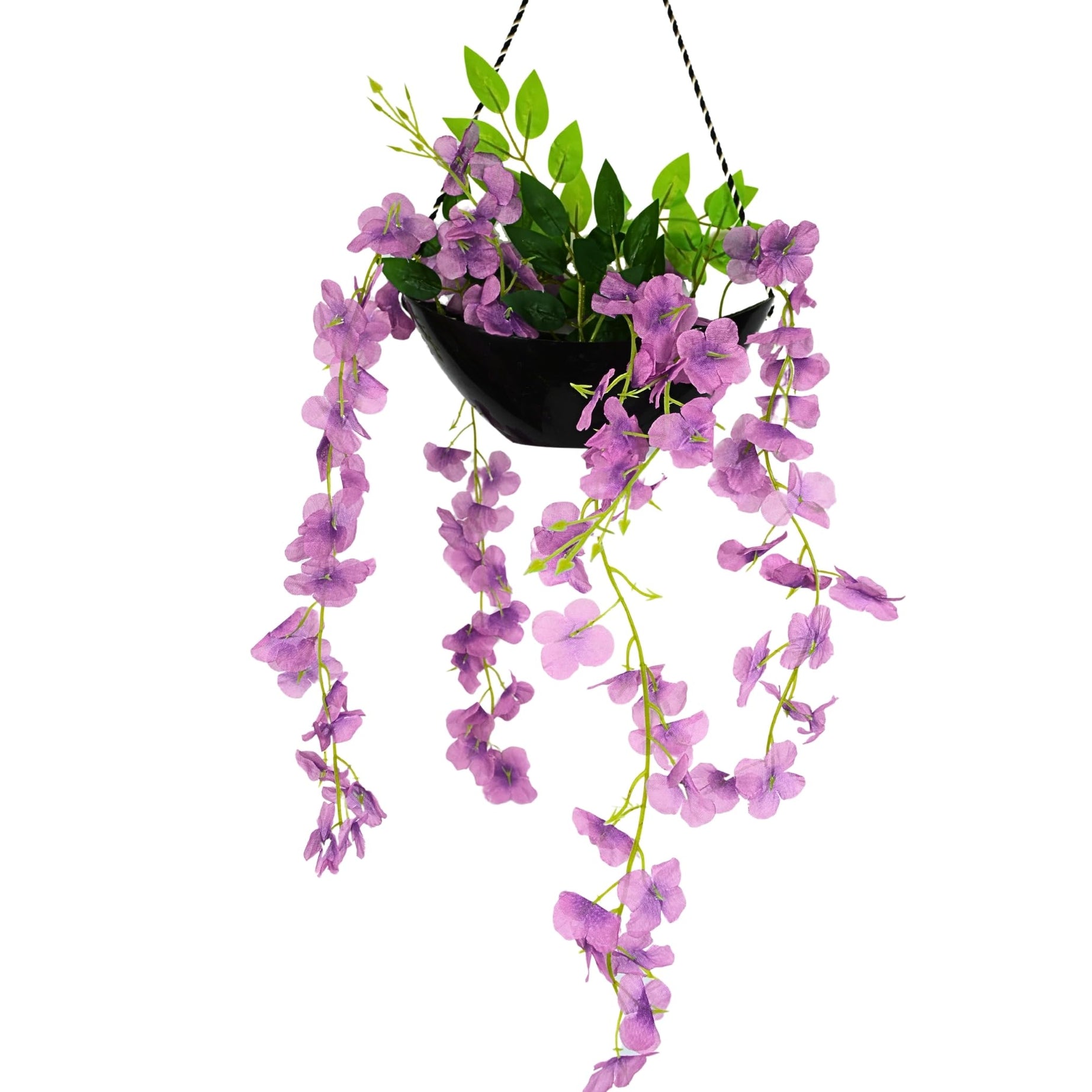 fancymart Plastic Artificial Wisteria Boat Hanging Pot (60Cm)-Ideal For Home Decor And Wall Hangings,Purple