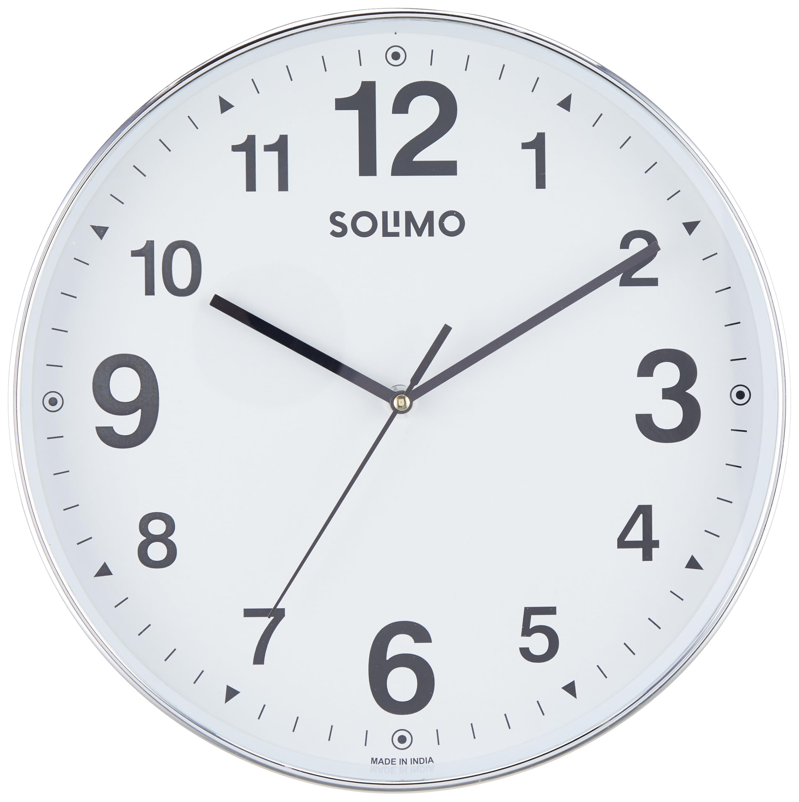 Amazon Brand - Solimo Office Round Wall Clock | Plastic | Silent Sweep Movement | 12 Inch | White