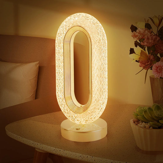 G.FIDEL Smart Touch 3 Color Dimmable Light, USB Rechargeable Crystal Diamond Gold LED Table Lamp for Bedroom Living Room, Dining, Decorative Desk Lamp, Gift, Resturant (Cylinder)