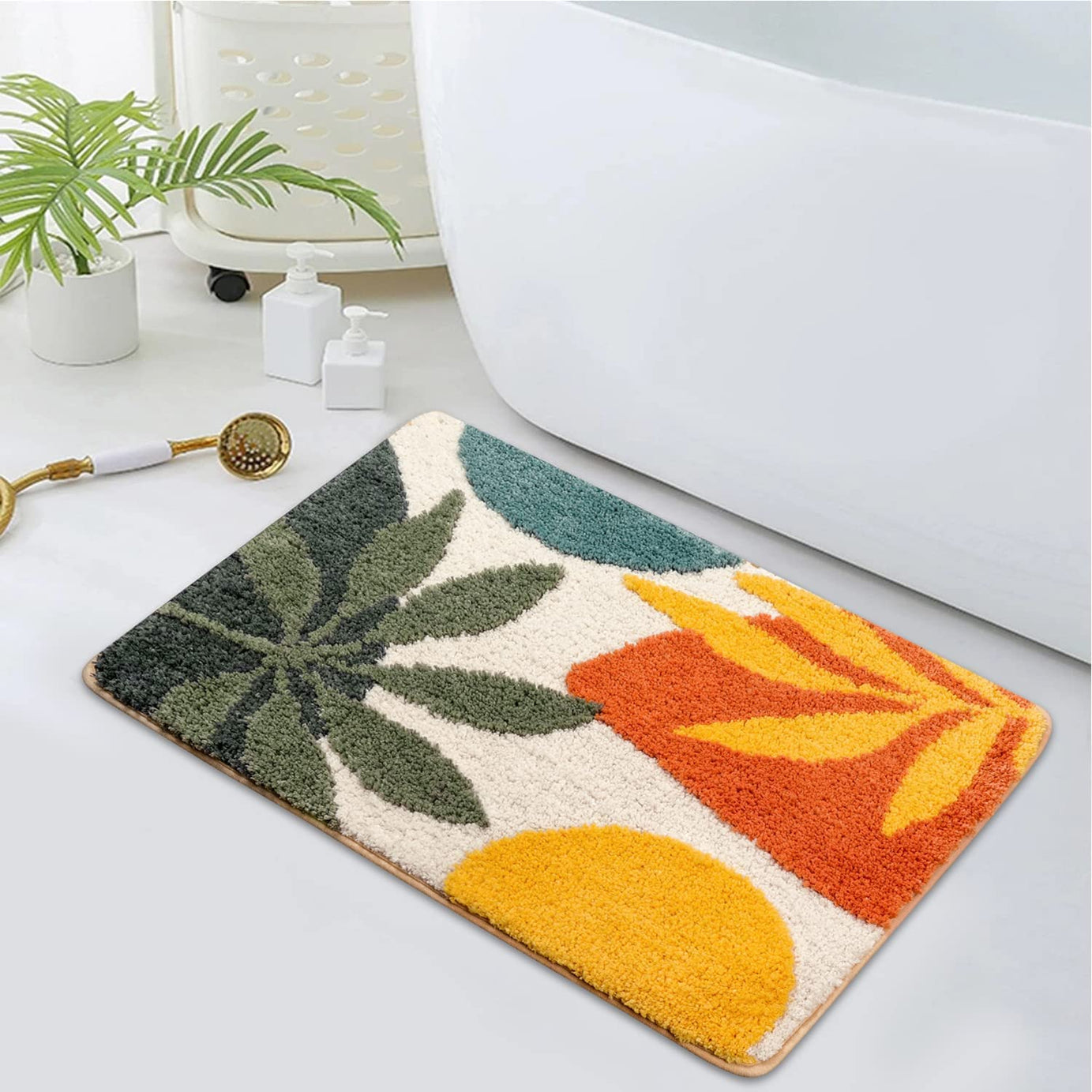 Roseate Sunshine Super Soft Anti Skid (40x60 cm) Microfiber 2000 GSM Bath Mat Super Absorbent Anti-Skid Door Mats for Home/Bathroom/Bedroom/Kitchen/Floor Mat (Multicolour) Pack of 1