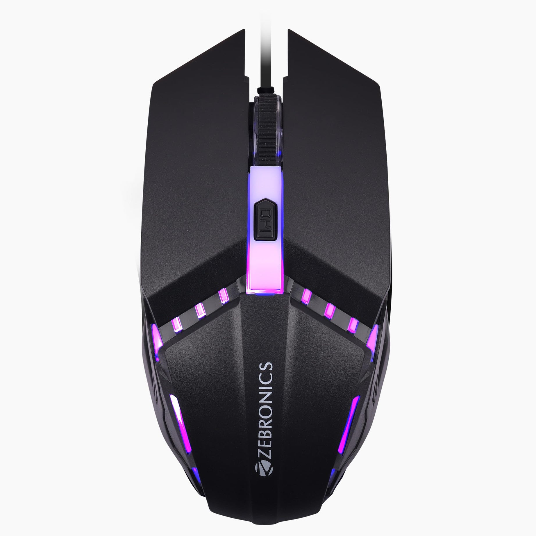 ZEBRONICS PHERO Wired Gaming Mouse with up to 1600 DPI, Rainbow LED Lights, DPI Switch, High Precision, Plug & Play, 4 Buttons