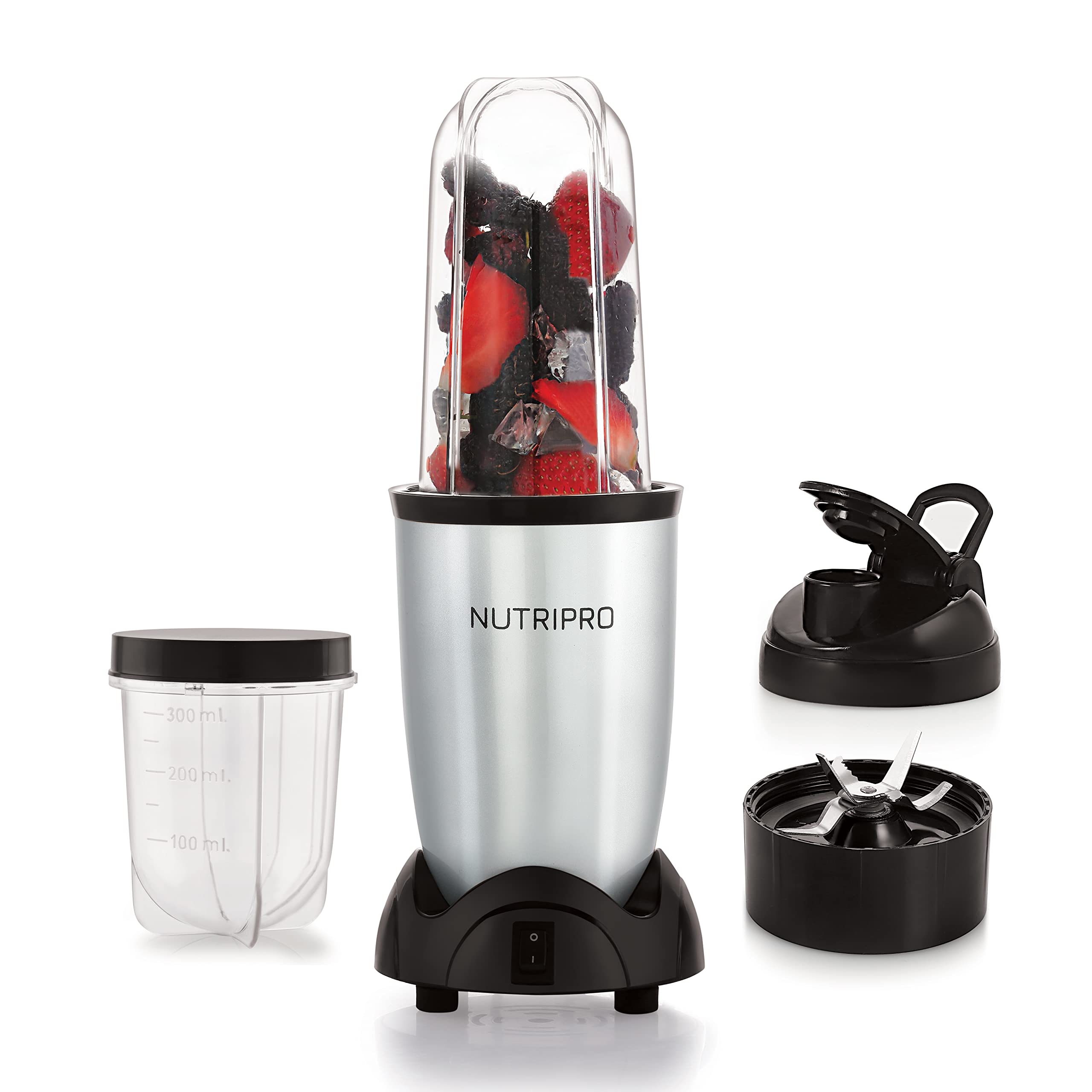 NutriPro Juicer Mixer Grinder - Smoothie Maker - 500 Watts (2 Jars, Silver)ABS