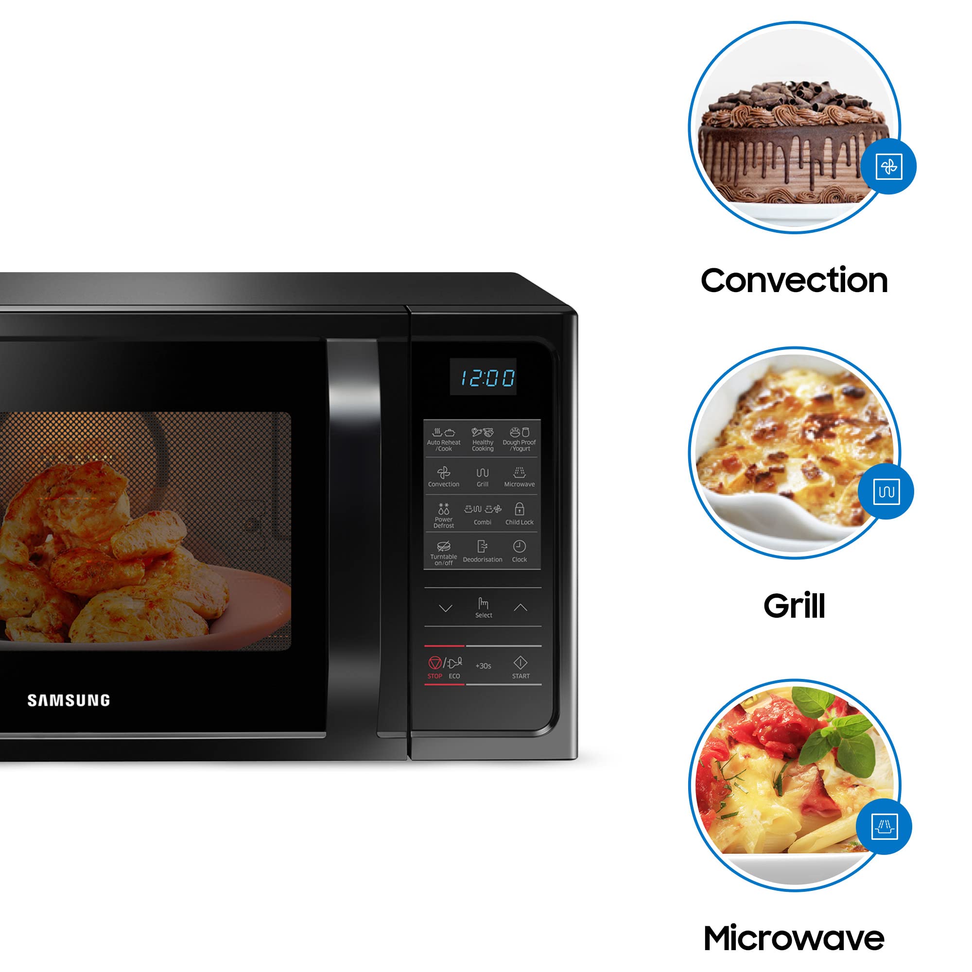 Samsung 28L, Convection Microwave Oven with Curd Making(MC28A5013AK/TL, Black, 10 Yr warranty)