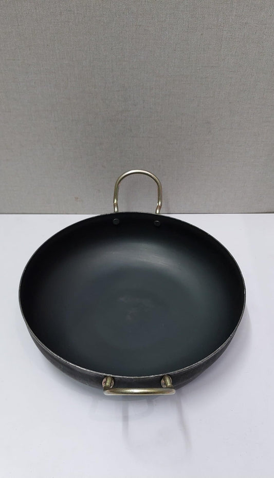 Iron 12" kadhai/Heavy Pure Iron kadhai/Flat induction bottom kadhai/12 wok