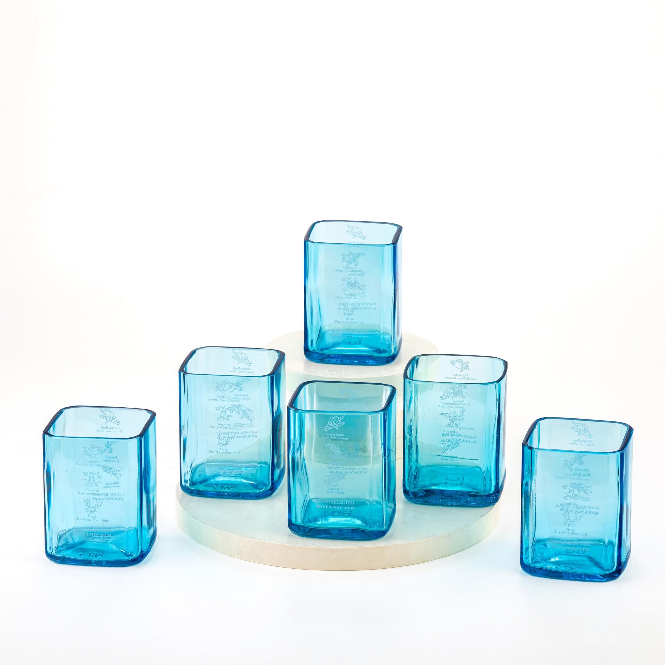 Expensive Bombay Sapphire Glasses Set Of 6 Drinking Juice,Bourbon,Whisky,Cocktails,Mocktail Transparent Up-Cycled Eco-Friendly Glasses Perfect For Home,Restaurants And Parties Dishwasher Safe - 400 Ml