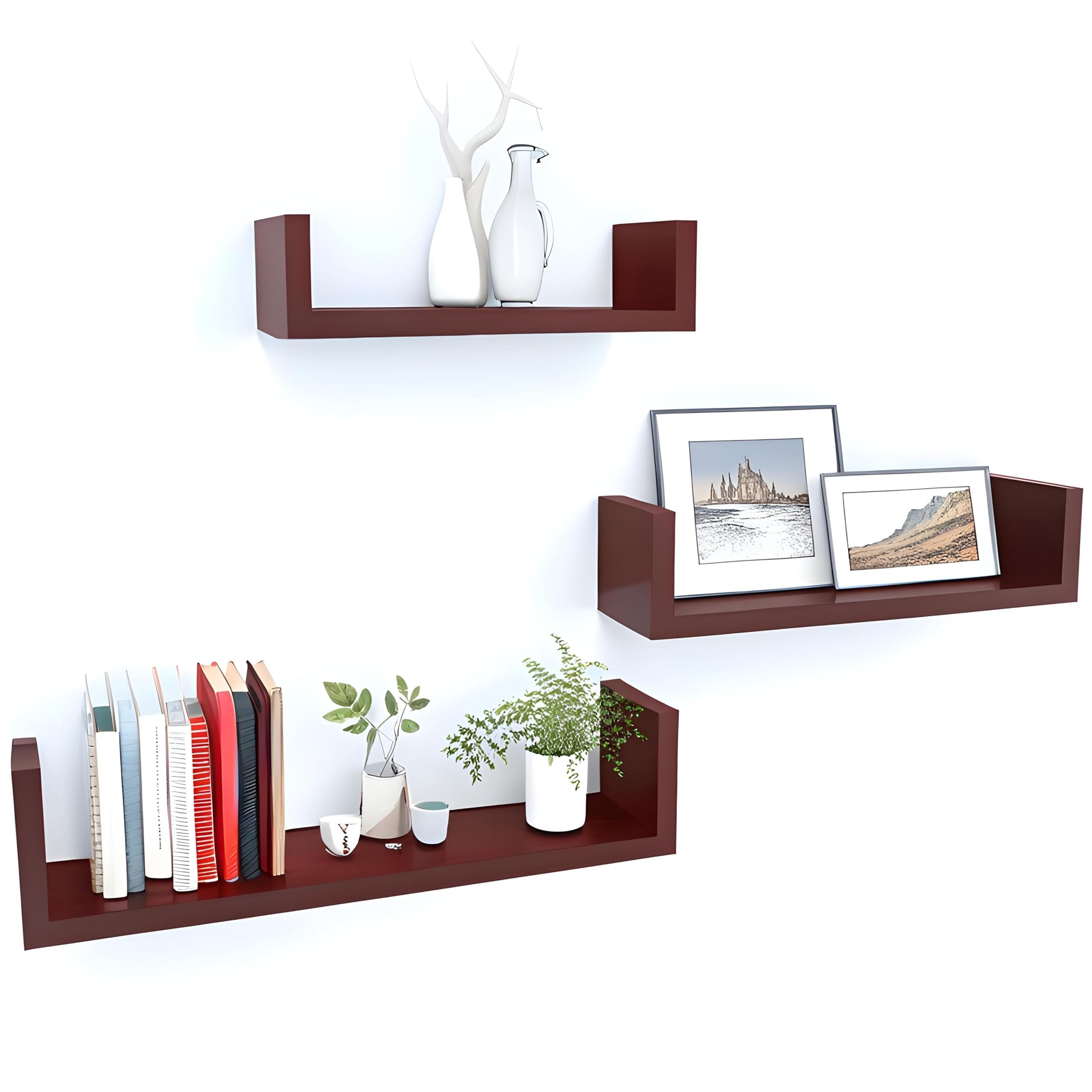 Dime Store Wall Mount Wall Shelf Rack Dispplay Floating Hanging Shelf for Room Organizer (Standard, Brown)