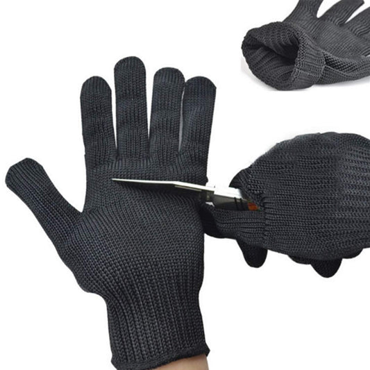 TASLAR 1 Pair Cut Resistant Gloves Anti-Vibration Anti Cut Gloves Heat Resistant Kint Safety Work Gloves High Performance Level 5 Protection, Food Grade BBQ, Fireplace,and Grilling (Black)