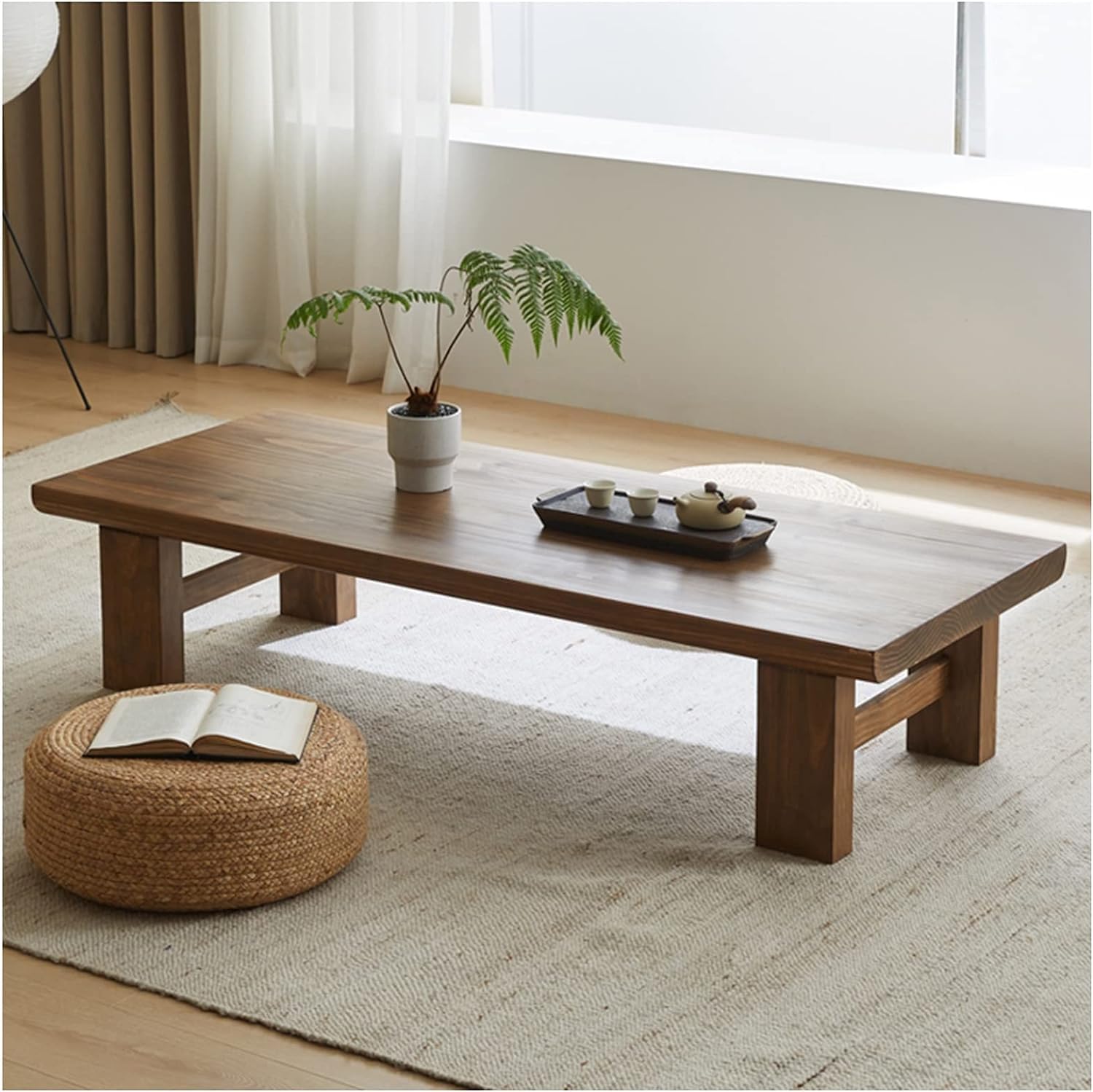 X went Japanese Style Sheesham Wood Coffee Table for Living Room, Dining Room, Bedroom, Kitchen, Office Home Decor (60x50x38)