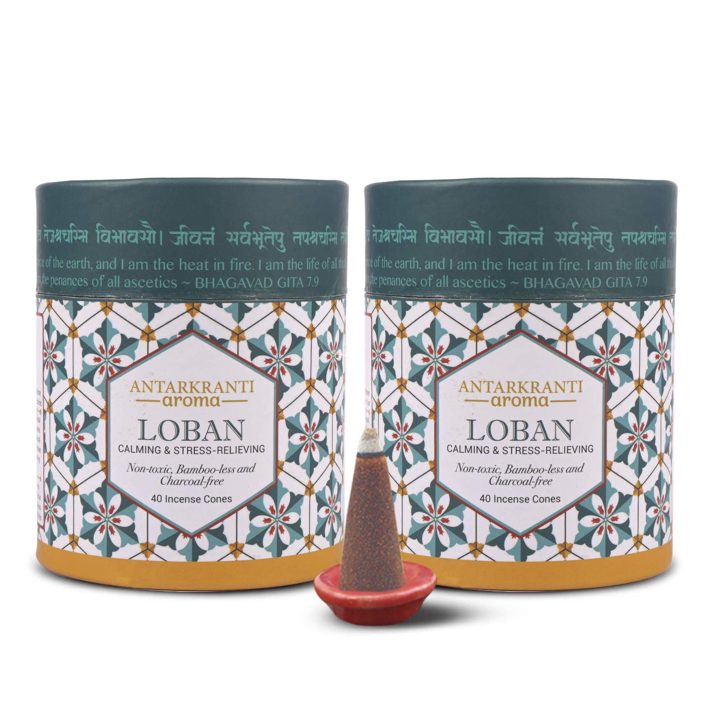 ANTARKRANTI Dry Dhoop LOBAN Cones | Pack of 2 | Contains- 80 Incense Cones | Burning Time 35 Minutes | Low Smoke Dhoop for Pooja | 100% Organic & Charcoal Free | Aromatherapy | Meditation | Yoga