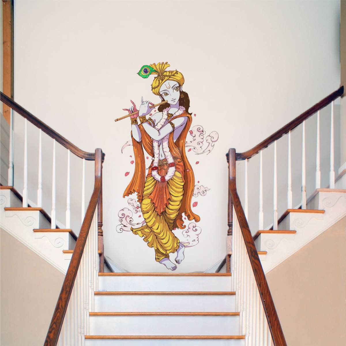 Rawpockets " Lord Krishna with Flute ' Wall Sticker-(PVC Vinyl,105cm X 55cm)