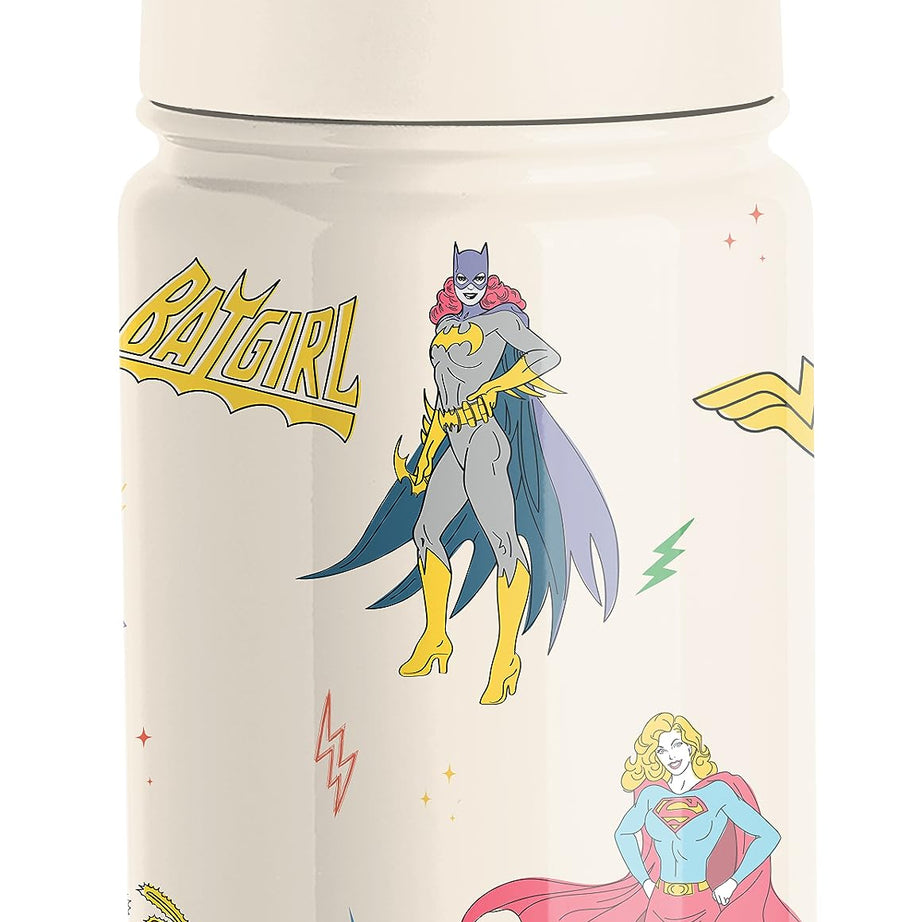 Simple Modern DC Comics Batgirl Supergirl Kids Water Bottle with Straw Lid | Reusable Insulated Stainless Steel Cup for School | Summit Collection | 14oz, Supergals