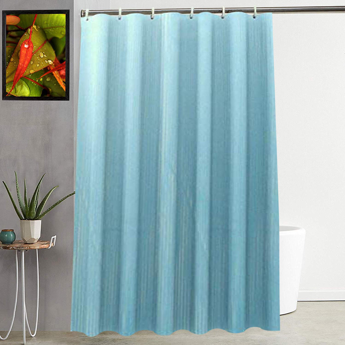 Kuber Industries Heavy Duty PVC Shower Curtain Liner with Hooks|Waterproof PVC & 8 Hooks|Size 213 x 137 CM (Sky Blue)