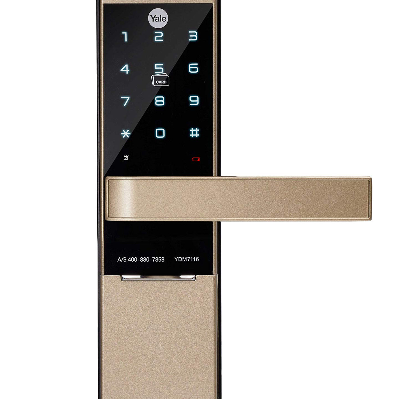 Yale YDM 7116 Smart Door Lock with Biometric, Pin, RF Card, Bluetooth, Mechanical Keys & App Enabled Access, WiFi Optional, Color- Gold