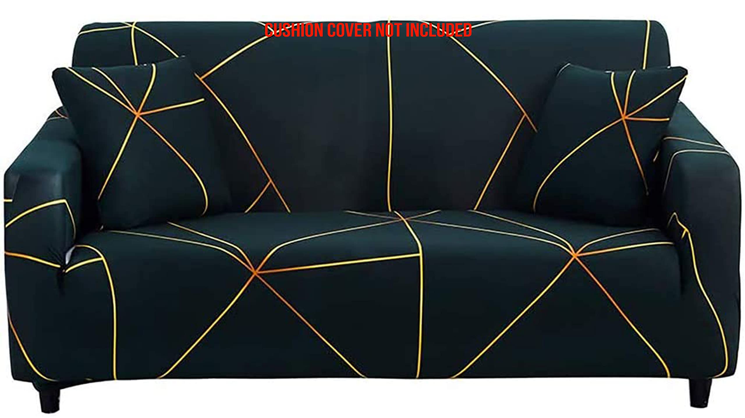 House of Quirk Universal Single Double Sofa Cover Big Elasticity Cover for Couch Flexible Stretch Sofa Slipcover (Green Gold Prism,145-185cm), 92% Polyester 8% Spandex