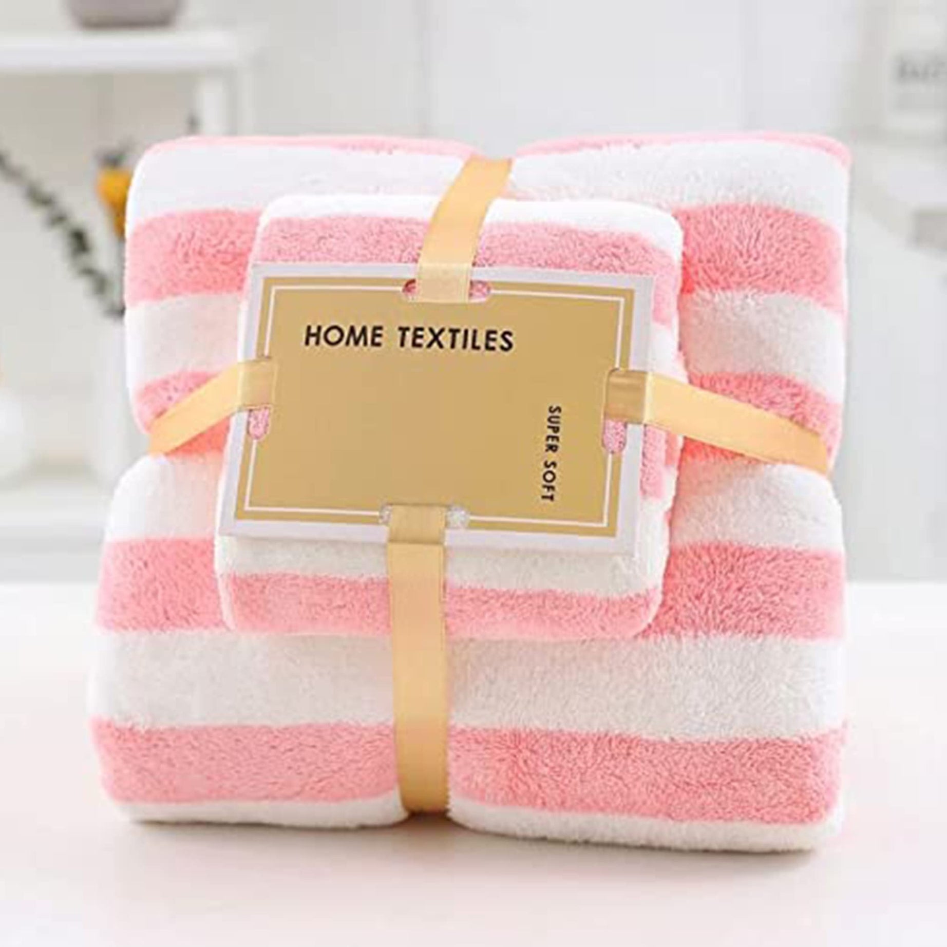 HOME CLOUD TOWEL STRIP Towel, Colorful,Coral Velvet Women Bath Towel Sets,Soft Fluffy, face Wash | Hair Towel includes PINK