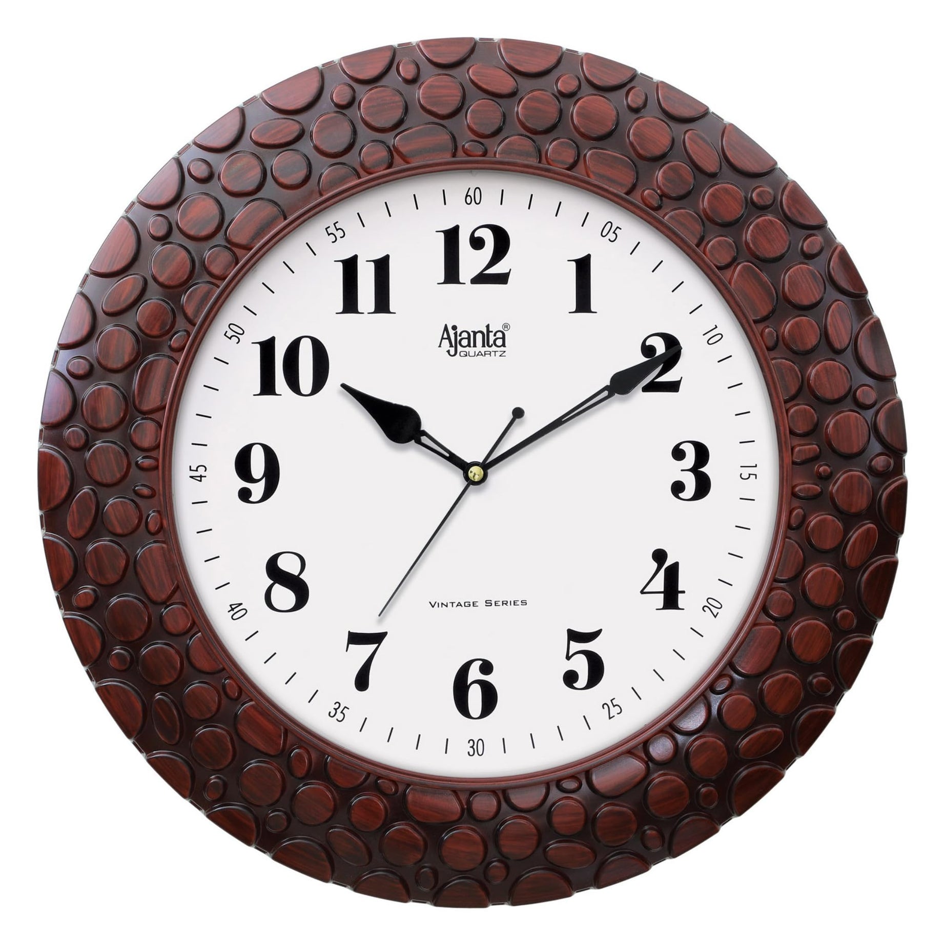 Ajanta Plastic Wall Analogue Clock 14 Inches Vintage Sweep Wall Clock(No Tik Tik), Brown