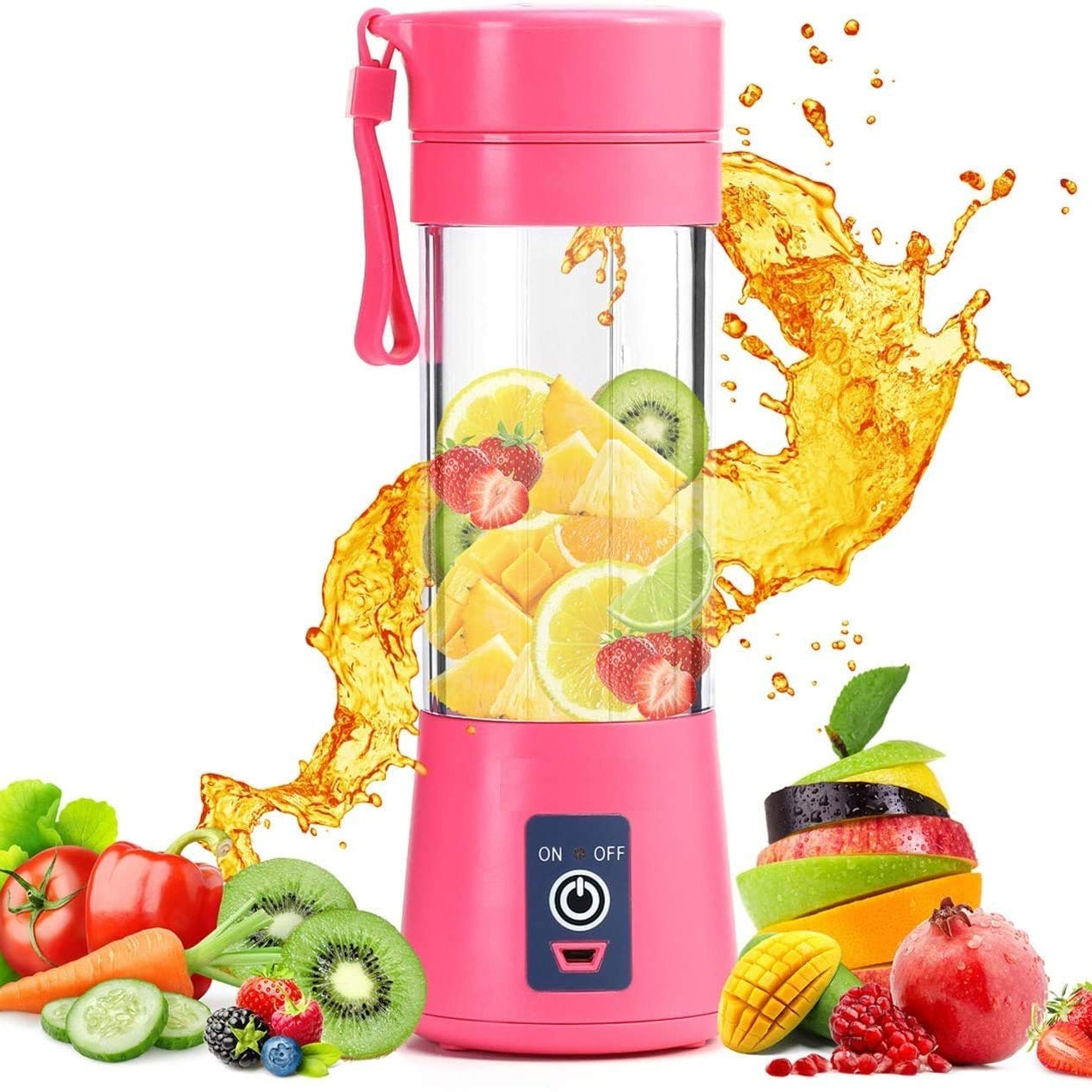 Portable Blender, USB Rechargeable Mini Juicer Blender, Electric Juicer Bottle Blender Grinder Mixer, Personal Size Blender for Juices, Shakes and Smoothies, Fruit Juicer Machine (MULTI COLOUR)