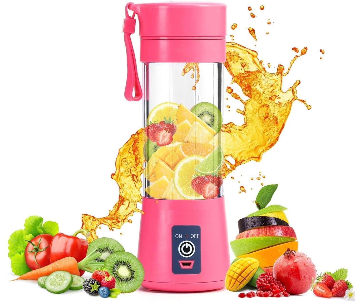 Portable Blender, USB Rechargeable Mini Juicer Blender, Electric Juicer Bottle Blender Grinder Mixer, Personal Size Blender for Juices, Shakes and Smoothies, Fruit Juicer Machine (MULTI COLOUR)