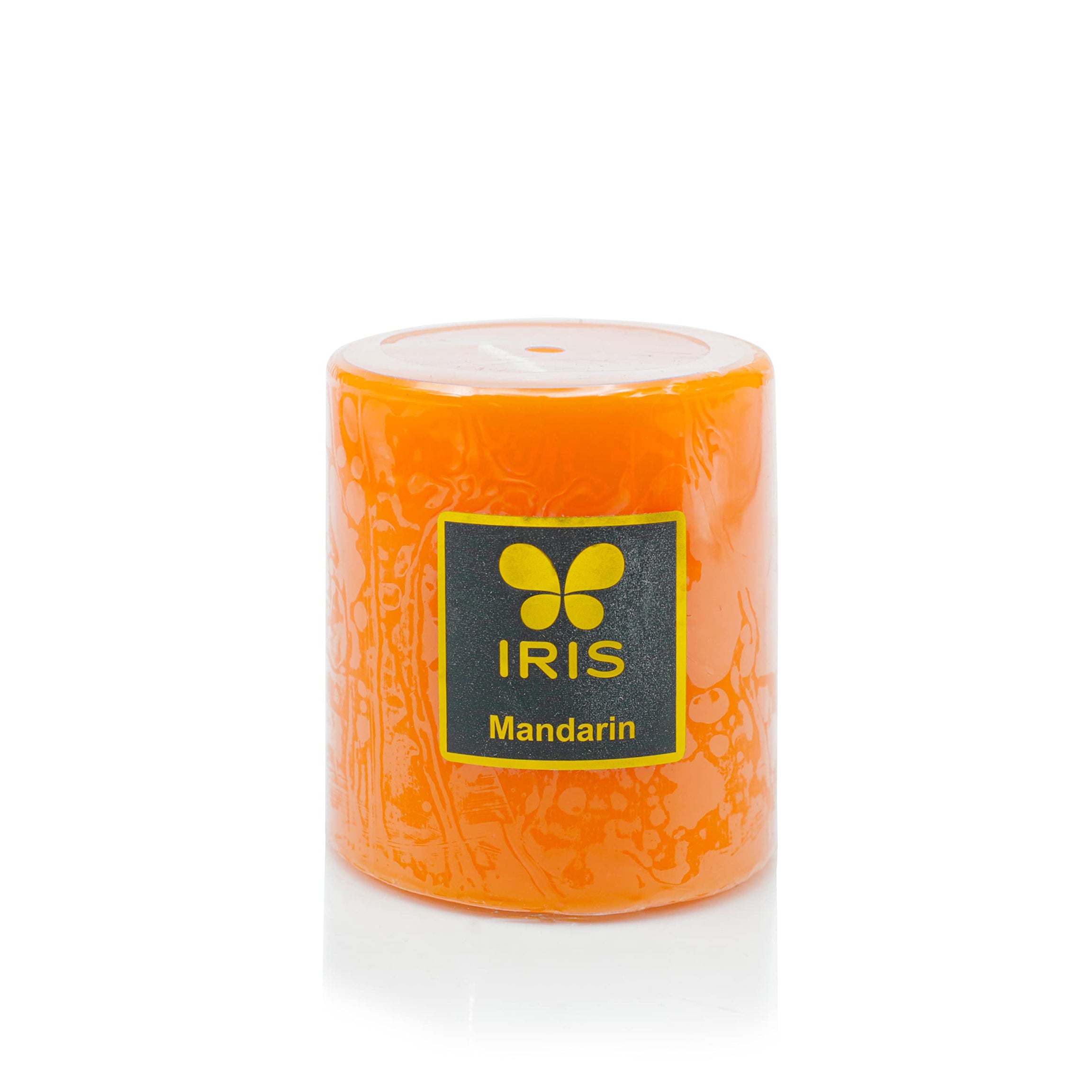 IRIS Pillar Candle, Smokeless and Dripless, Mandarin, Citrusy and Sweet Mandarin Fragrance, Elegant and Mesmerizing Home Fragrance Solutions, Fragrances for Fine Living, Unit of 1 Aromatic and Colored Pillar Candle