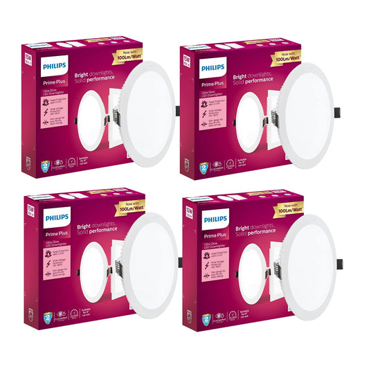 Philips 15W Round AP Plus UltraGlow LED DL Recessed LED Panel Ceiling Light (Pack of 4,Warm White)