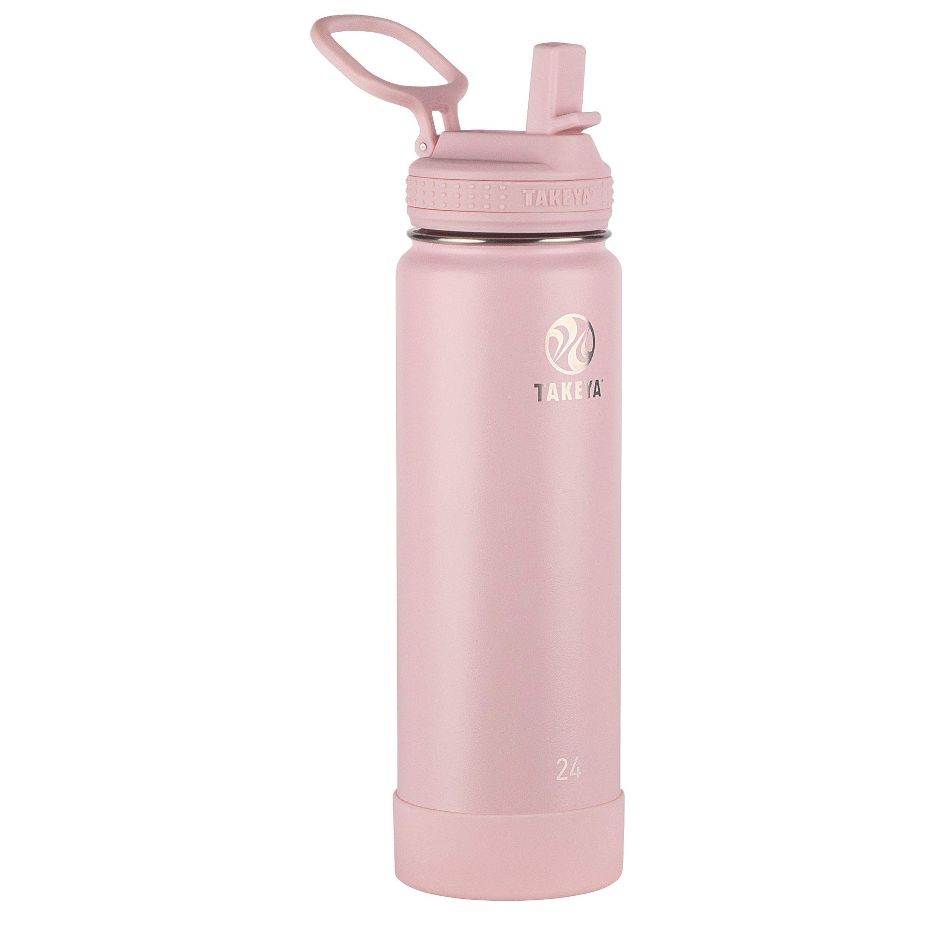 Takeya 51221 Actives Insulated Stainless Steel Water Bottle with Straw Lid, 24 oz, Blush