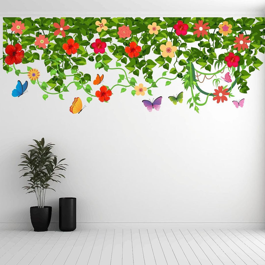 CVANU Beautiful Flower Branch Self-Adhesive Vinyl Wall Sticker for Wall Decoration (40inX14.5in)_S284