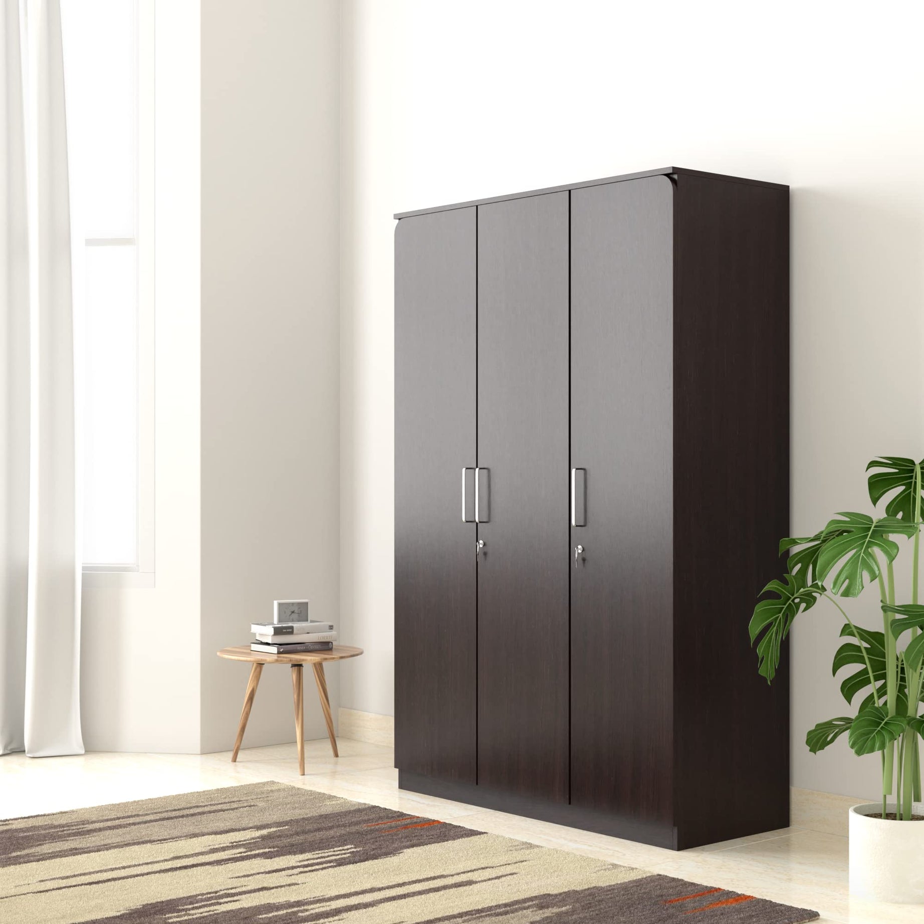 Amazon Brand - Solimo Madray Engineered Wood Wardrobe, Wenge, 3 Door