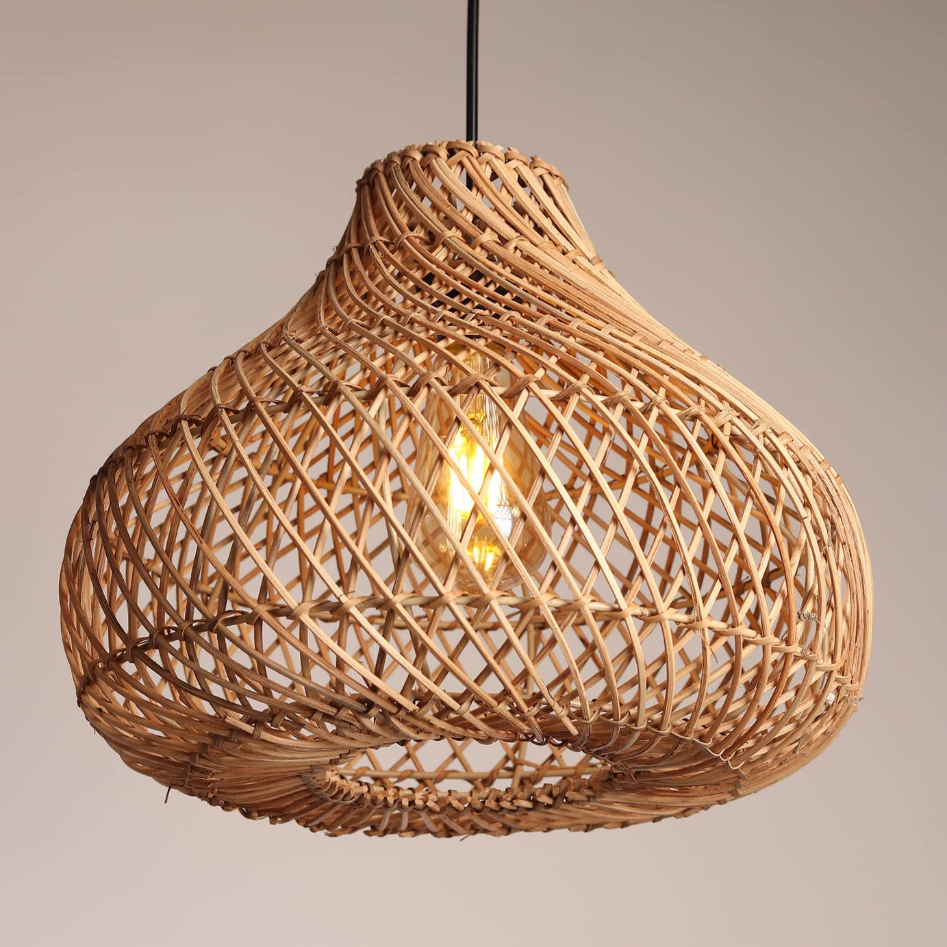 Habere India-All the Cultures Fabricating India Bamboo Lampshades | Bamboo Pendant Lamp | Boho Lamp Shades | Cane Lampshade | Rattan Lamp Shade | Bamboo Hanging Lamps (Diameter 33 CM, Height 29 CM)