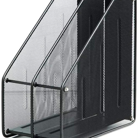 Clixera Metal Mesh Magazine Holder 4 Slots File Rack Desk Organizer for Documents and Files Office File Tray, Black