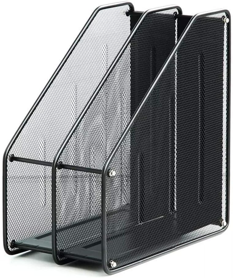 Clixera Metal Mesh Magazine Holder 4 Slots File Rack Desk Organizer for Documents and Files Office File Tray, Black