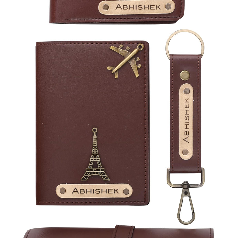 AICA Personalized Name & Charm Leather Wallet Men’s Combo Giftset (DarkBrown) | Birthday Anniversary Wedding Gifts for Men