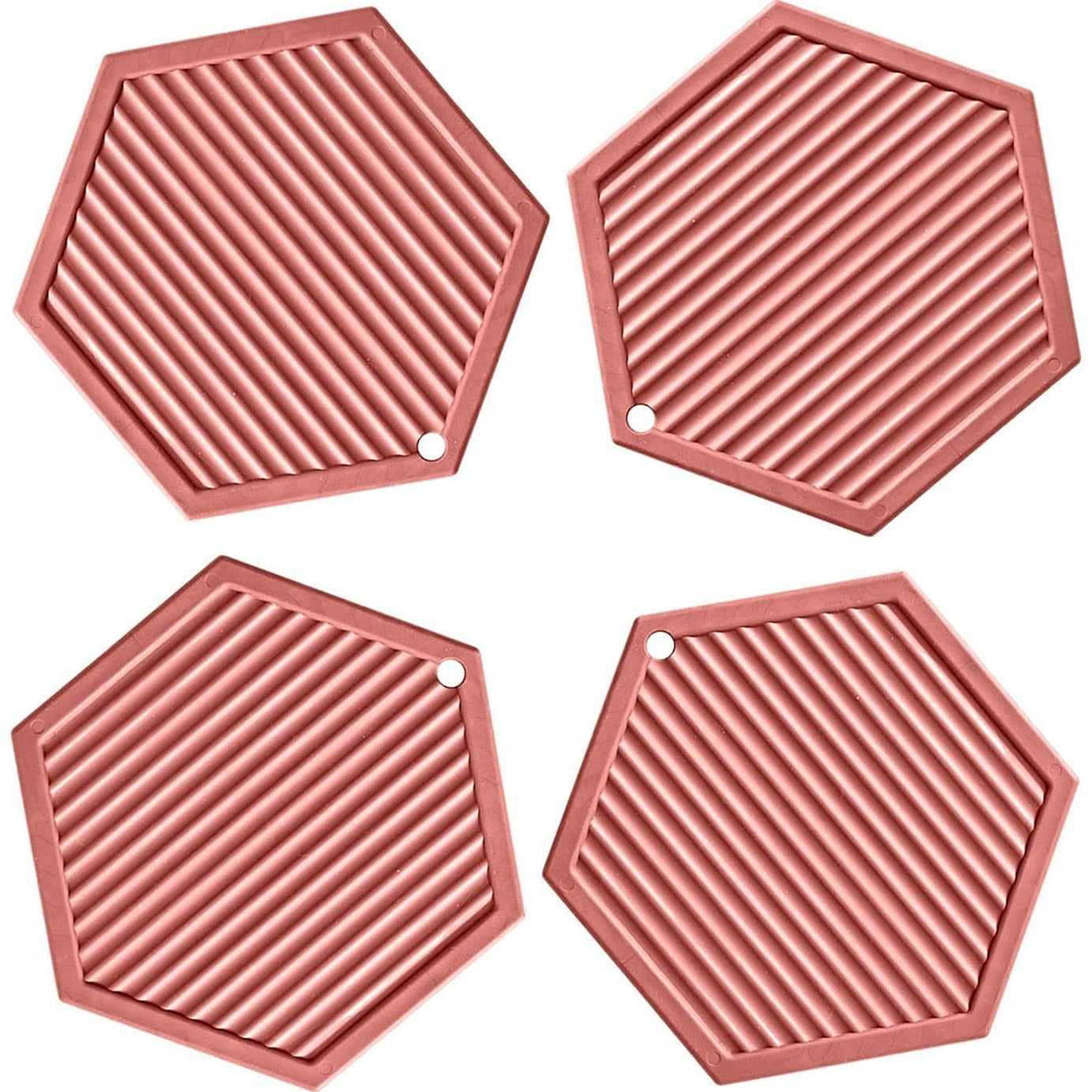 Oicia Silicone Trivet Mats Kitchen Hot Pads Pot/Pan mat,Set of 4 Big Coasters for Drinks,for Outdoor Table,Hot Dishes, Countertop (Red - 4 Pcs)