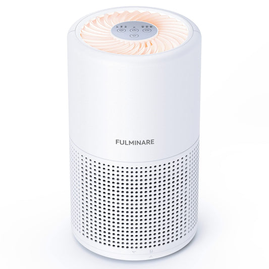 FULMINARE Air Purifiers for Bedroom, H13 True HEPA Air Filter, Quiet Air Cleaner With Night Light,Portable Small Air Purifier for Home, Pet, Office, Living Room (White)