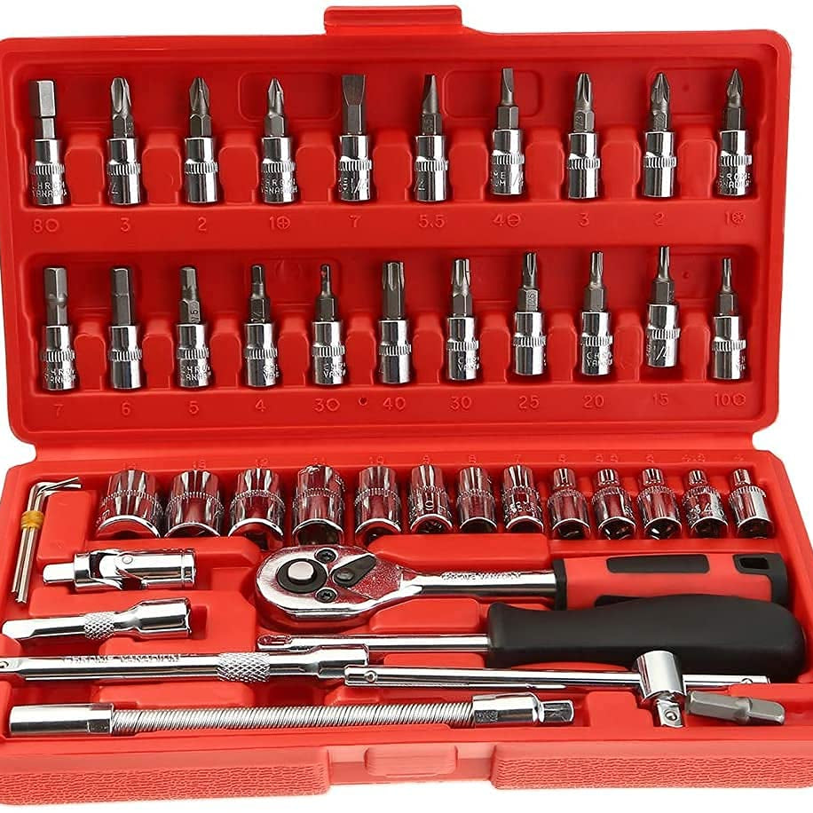 SHIVGAMI TRADERS 46 in 1 Pcs Tool Kit & Screwdriver and Socket Set Multi Purpose Tool Case| Essential DIY| Repair Tool Set for Home and Office