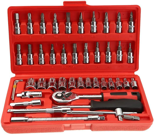 SHIVGAMI TRADERS 46 in 1 Pcs Tool Kit & Screwdriver and Socket Set Multi Purpose Tool Case| Essential DIY| Repair Tool Set for Home and Office