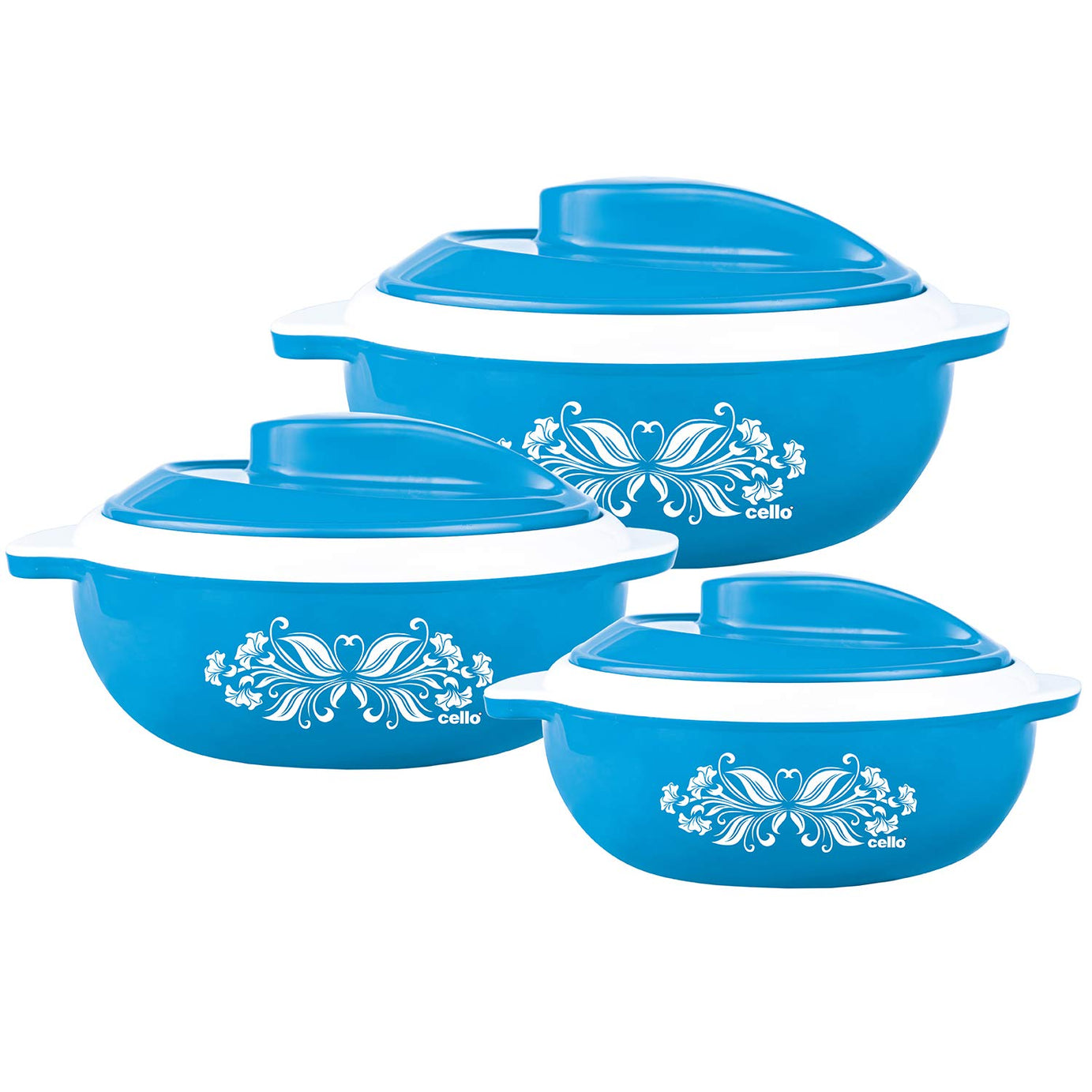 Cello Hot Serve Plastic Casserole Set, 3-Pieces, Blue